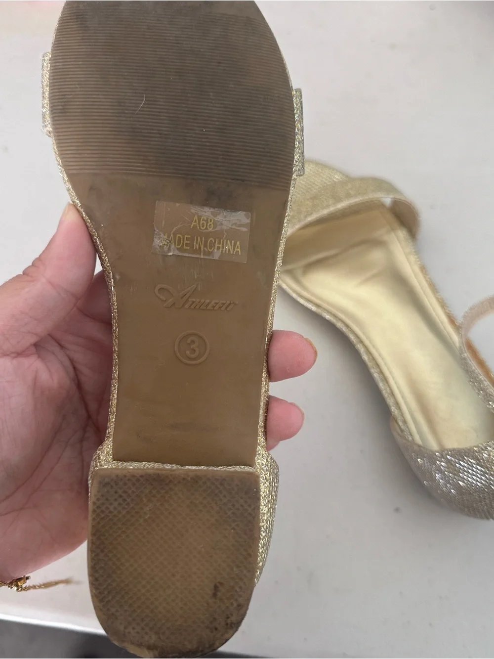 Sparkle Ankle-Strap Open-Toe Sandals in Rose Gold